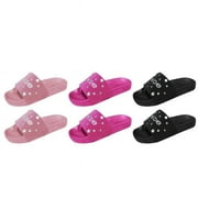 Bebe 2329443 Girls Microsuede Slide with Rhinestone & Embroidered Logo - Case of 36