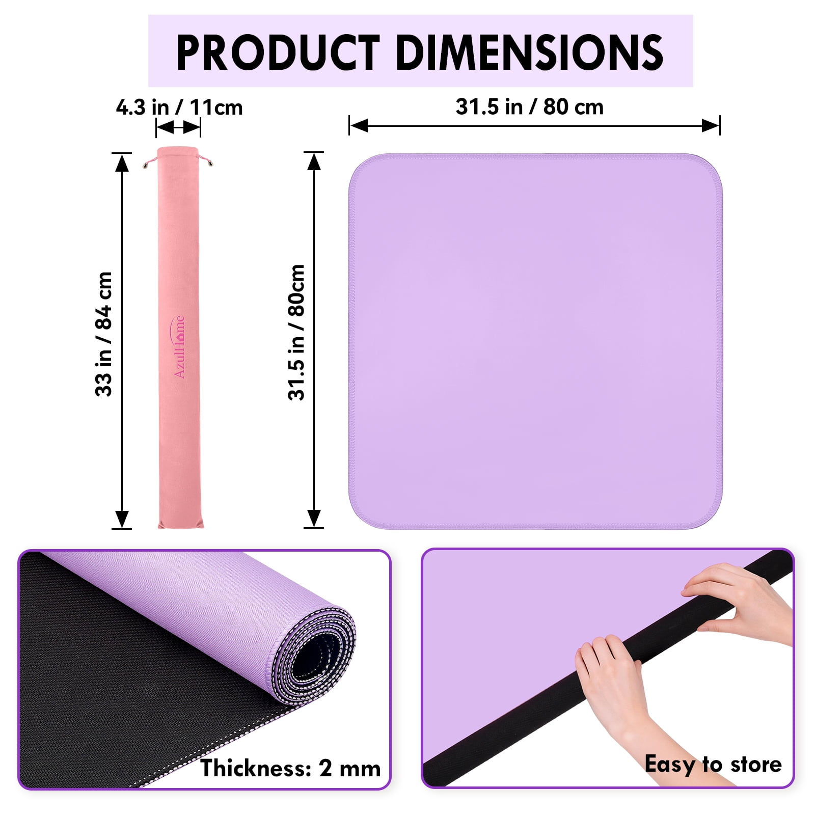 Crease-Defying Ever-Flat Mahjong Mat | Noise-Reducing Anti-Slip Pad for Mahjong, Poker & Dominoes with Velvet Bag - Macaron Purple