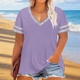 thumbnail image 2 of Jalioing Fashion Plus Size Shirts for Women Sparkly Short Sleeve V Neck Tee Shirt Summer Casual Loose Color Block Tops, 2 of 5