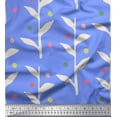 thumbnail image 1 of Soimoi Blue Japan Crepe Satin Fabric Dot & Leaves Print Fabric by the Yard 42 Inch Wide, 1 of 3