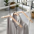 thumbnail image 2 of Unique Bargains 2Pcs Wood Nonslip Rope Durable Hangers Black, 2 of 6