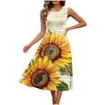 thumbnail image 3 of Yievot Summer Dresses for Women Casual Sleeveless Midi Dress Pleated Flowy Tshirt Sundress Floral Print Cute Dress, 3 of 6