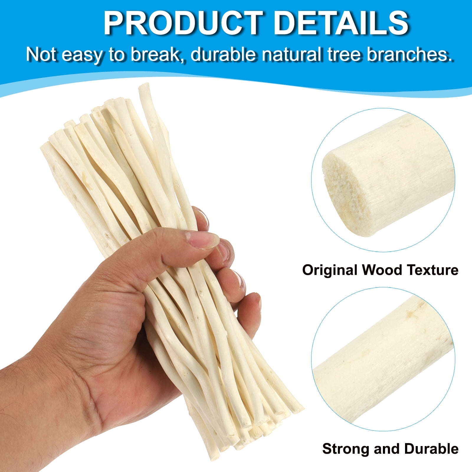Uxcell 60 Pcs / 30cm Wood Log Sticks, 0.2-0.5inch inch in Diameter Natural Wood Craft Sticks, Dried Wood Sticks Decorative Wood Branch Sticks for DIY Crafts Accessory Photo Props, White