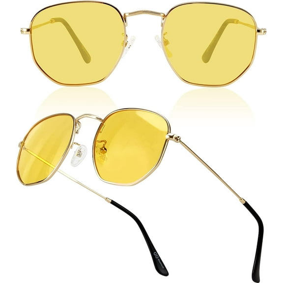 Bloomoak Polarized Hexagonal Night Driving Glasses for Women, Anti Glare Night Vision Glasses\/ UV 400 Protected
