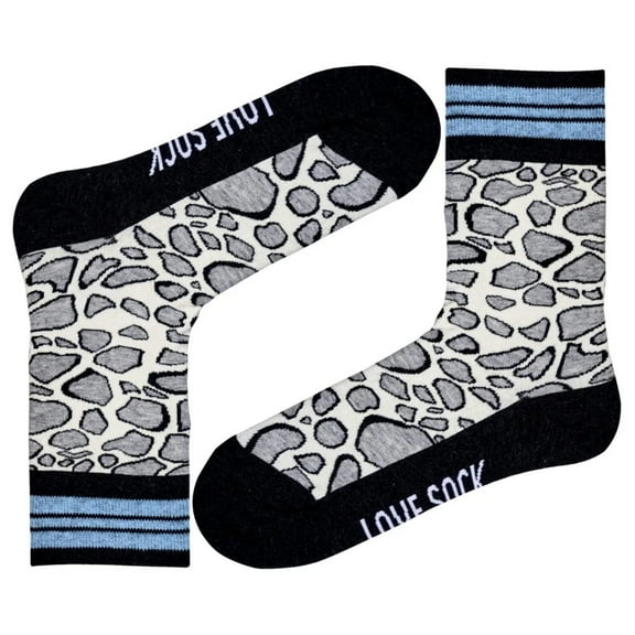 Leopard animal print fun patterned organic novelty crew socks for women
