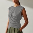 thumbnail image 6 of SHTXOZHI Womens Ruched Front T-Shirts Short Sleeve Crew Neck Drawstring Back Tops Casual Dressy Basic Blouses, 6 of 9
