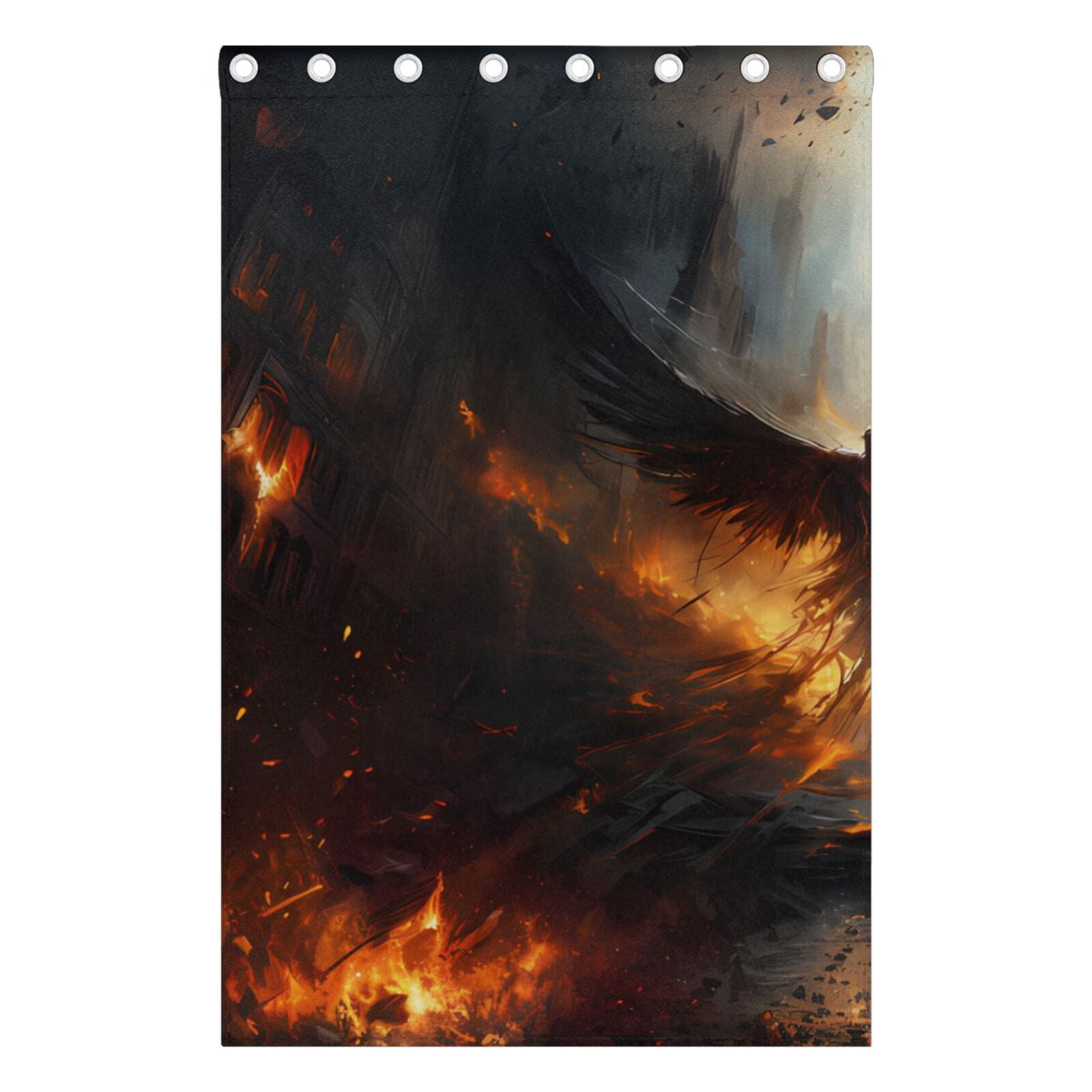 Bird Wings Fire Houses Black Out Curtains 72 Inch Length Curtains for Sliding Glass Doors Bedroom Living Room 2 Pack