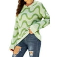 thumbnail image 6 of ZXSXSY Women Wavy Knit Crew Neck Long Sleeve Color Block Sweater, 6 of 7