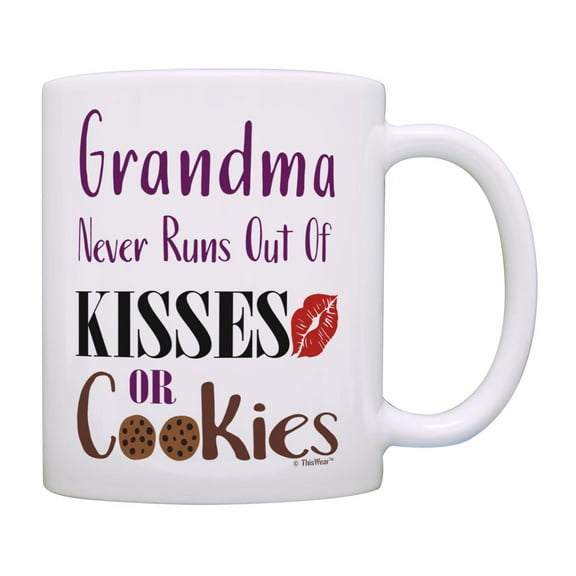 ThisWear Grandma Gifts from Grandchildren Grandma Never Runs Out Cookie Ceramic 11oz Coffee Mug