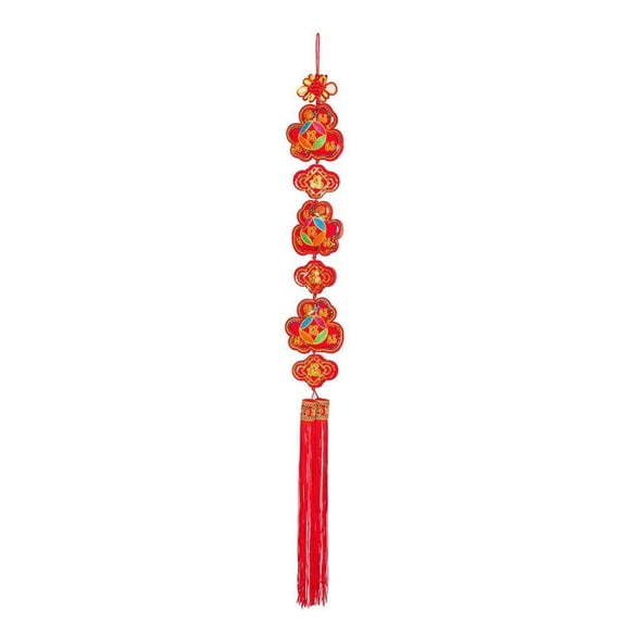 Oriental Feng Shui Handcraft Knitted Sequin Embroidered Chinese Traditional Ornamental Knot Tassel For Home, Party & Holiday Decor "Fu" (Fortune)