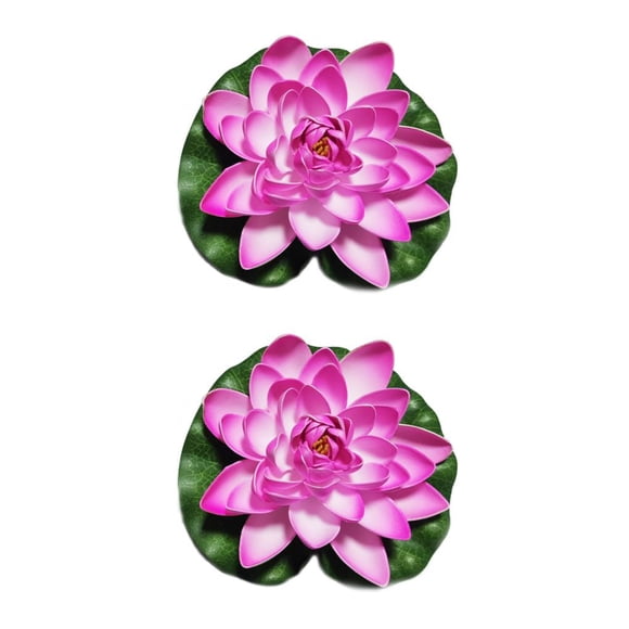 Bewildely Reemplazo de loto artificial Vivid Lifelike Garden Park Pond Pool Fotografía Fake Water Flower Ornament Dark Pink Rosa oscuro 2piezas