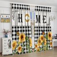 thumbnail image 4 of Rustic Sunflower Kitchen Curtains,Retro Farmhouse Country Spring Floral Butterfly Black White Plaid Print Window Treatments for Bedroom Living Room Cafe Decor 84x84in, 4 of 6
