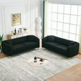 thumbnail image 2 of Newest Oversized Chenille Sofa,Luxury 3+3 Seater Deep Couch,Modern Tufted Couch, Gold Metal Legs Sofa for Living Room, Bedroom, Apartment (Black), 2 of 9