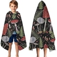 thumbnail image 3 of Red Mushroom Fern Black Pattern Hooded Bath Towel，50"x30" for Ages 3 To 12 Kids, Quick Dry Lightweight Soft Microfiber Hood Beach Towel Cover Up for Kids, 3 of 7
