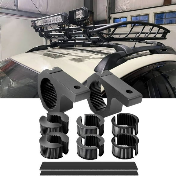 3" Off-Road Light Mounting Bracket Bar Clamp Kits Horizontal Bar 2 Pcs Bull Roll Cage Clamps Mount for ATV UTV