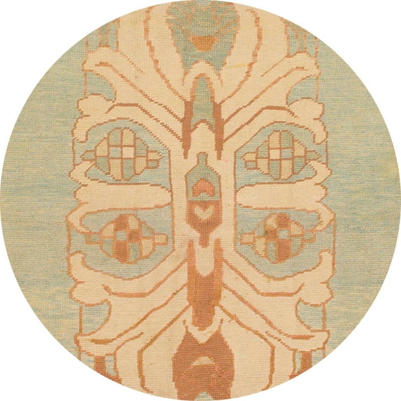 Ahgly Company Indoor Round Abstract Yellow Abstract Area Rugs, 3' Round