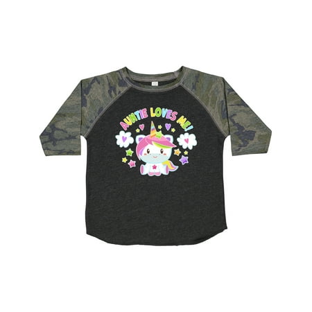 

Inktastic Auntie Loves Me with Cute Rainbow Unicorn Gift Toddler Boy or Toddler Girl T-Shirt