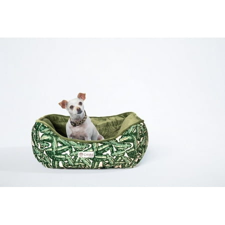 CANINI by Baguette Reversible Micro-Plush Dog Bed for Small-Sized Breeds  Garden Print