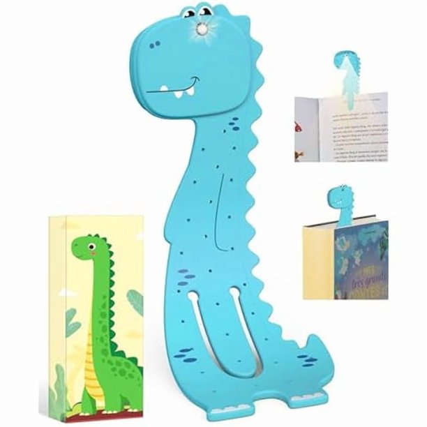 wonima02 Book Lights Reading Gifts for Kids: Christmas Stocking Stuffers for Boys Girls Gifts for Book Lovers Easter Birthday Present for Children Son Daughter, Cute Dinosaur Bookmark for Kids