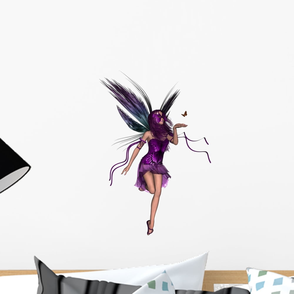 Butterfly Fairy Purple Wall Decal Sticker by Wallmonkeys Vinyl Peel and ...