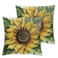thumbnail image 2 of Acheng Summer Hello Sunshine Sunflower Get Cozy Throw Pillow Covers, Yellow Green Cushion Case for Sofa Couch Decorations,2 Pcs White, 2 of 6