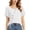 White, variant on Plus Size T-Shirt Women's Diagonal Buttons Tops Short Puff Sleeve Drawstring Dressy Elegant Blouse Split V-Neck Summer Clothes