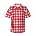 thumbnail image 1 of Balery Red Checkboard Camisas hawaianas de manga corta para hombre, camisas playeras de corte holgado, camisas de vacaciones con botones,Large, 1 of 7
