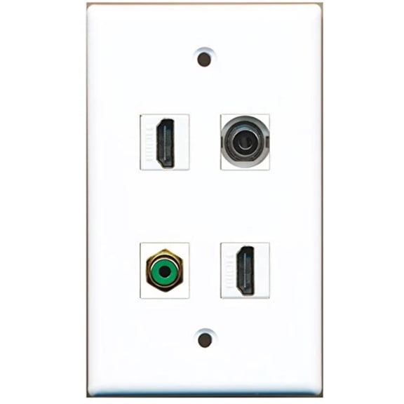 RiteAV - 2 Port HDMI 1 Port RCA Green 1 Port 3.5mm Wall Plate