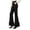 Black, variant on Flare Pants for Women Elastic High Waist Double Ruffled Bottom Solid Fall Casual Trousers with Pockets for Party(Small,White)