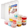 thumbnail image 1 of RIKICACA 1 oz Square Plastic Containers with Lids(100 Pack), 1oz Clear Condiment Cups with Lids, Small Portion Sauce Cups for Salad Dressing, Lunch, 1 of 7