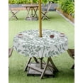 thumbnail image 4 of Fsddascl Green Botanical Outdoor Tablecloth - 60 Inch Round Dining Table Cover, Vintage Leaf Pastoral Rustic Waterproof Outdoor Table Cloth with Umbrella Hole & Zipper for Picnic/Patio/Party, 4 of 7