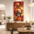 thumbnail image 5 of Canvas Wall Art, Fall Framed Canvas Prints for Bedroom Dining Room, Thanksgiving Farmhouse Cat in Maple Leaf Oversized Gallery Wrapped Wall Decor for Home Office, Gifts, 20"x40" Ship Next Day, 5 of 6