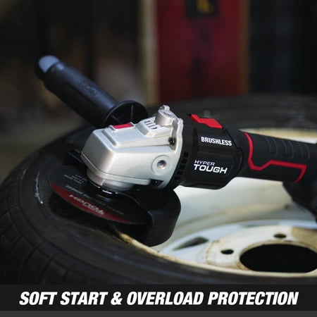 HYPER TOUGH 20V BRUSHLESS 4-1/2-IN CORDLESS ANGLE GRINDER BATTERY & CHARGER