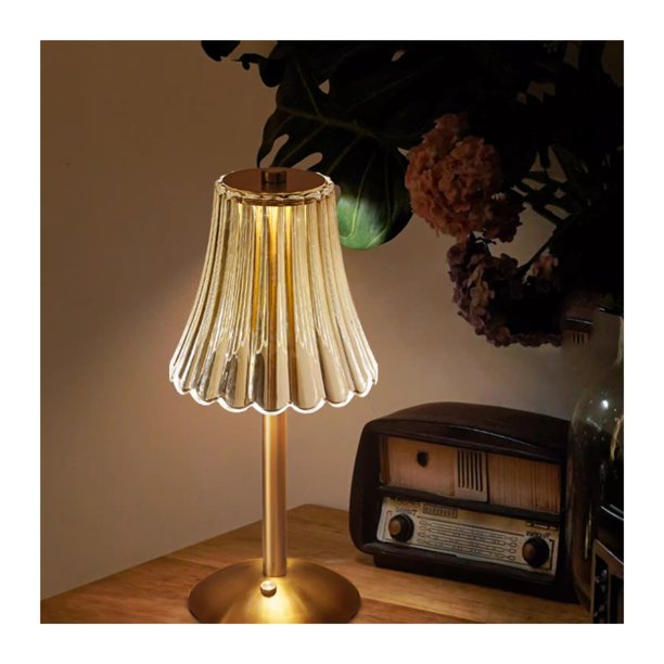Lámpara de mesa retro de cristal Lámpara de noche Lámpara de ambiente de dormitorio Lámpara de noche recargable con sentido premium Lámpara decorativa americana recargable regulable