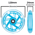 thumbnail image 3 of 2Pair 120mm Children Scooter LED Lights Flashing Wheels with Bearings Front/Rear LED Flashing Scooter Wheels,Blue, 3 of 7
