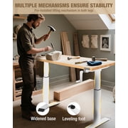 WORKPRO 300 lbs Height Adjustable Workbench with Crank Handle, 47.2x 23.6 Rubberwood Work Table, Comfortable Standing Desk for Home Workshop Office, White