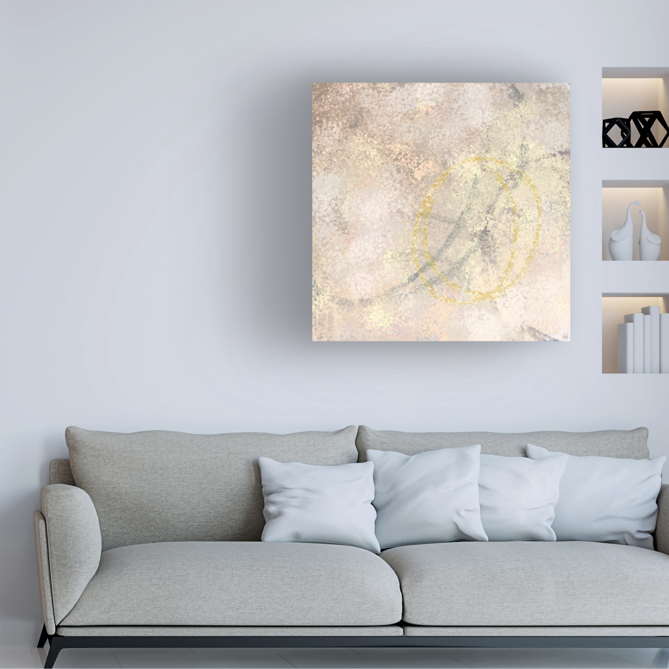 Canvas Wall Art - Line and Brush 'Strokes Circles 1' Wall Art for Living Room, Bedroom, or Office Décor by Trademark Fine Art - 14 x 14 Inches