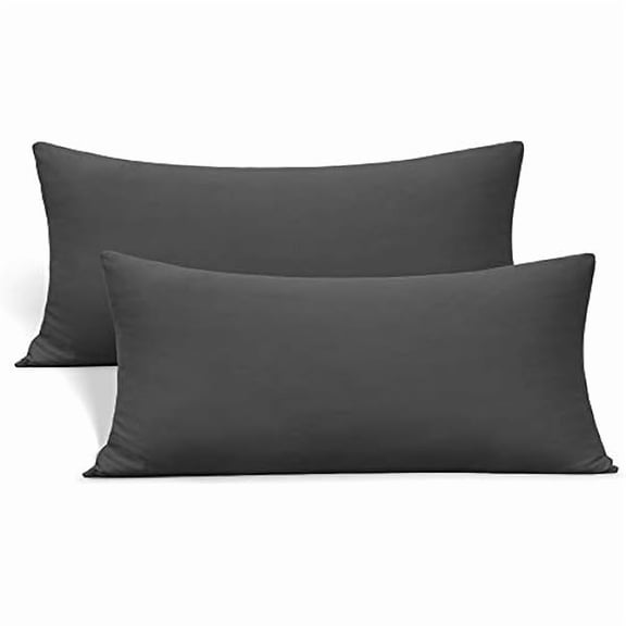 Stretch Toddler Pillowcases - Jersey Knit Travel Pillow Cases to Fit Pillows Sized 12x16, 13x18 or 14x20, Ultra Soft Envelope Closure Small Pillowcases Set of 2, Dark Gray