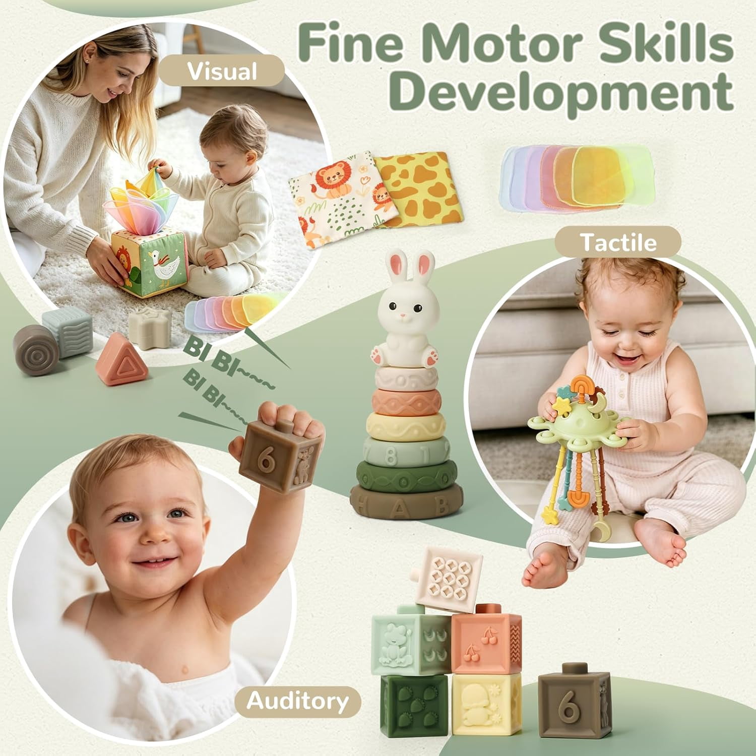Montessori Toys for Babies 6-12 Months, Shape Sorter Toys, Baby Blocks, Tissu Toys Gift for 6-36 Months Girls Boys