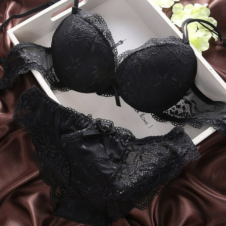 Women's Underwire Push Up Bra Lace Floral Bra and Sexy Panties Sets for  Women 