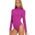 thumbnail image 2 of Zenana Women's Mock Turtle Neck Long Sleeve Slim Bodysuit Jumpsuit, 2 of 4