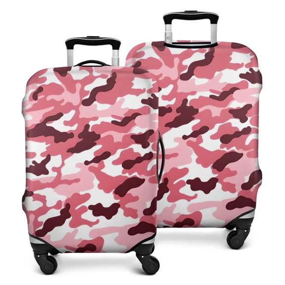 Pink Brown Camo Classic Shapes Pattern Luggage Cover Fashion Suitcase Cover Baggage Covers Fit 25-28 Inch Luggage (Go Travel)