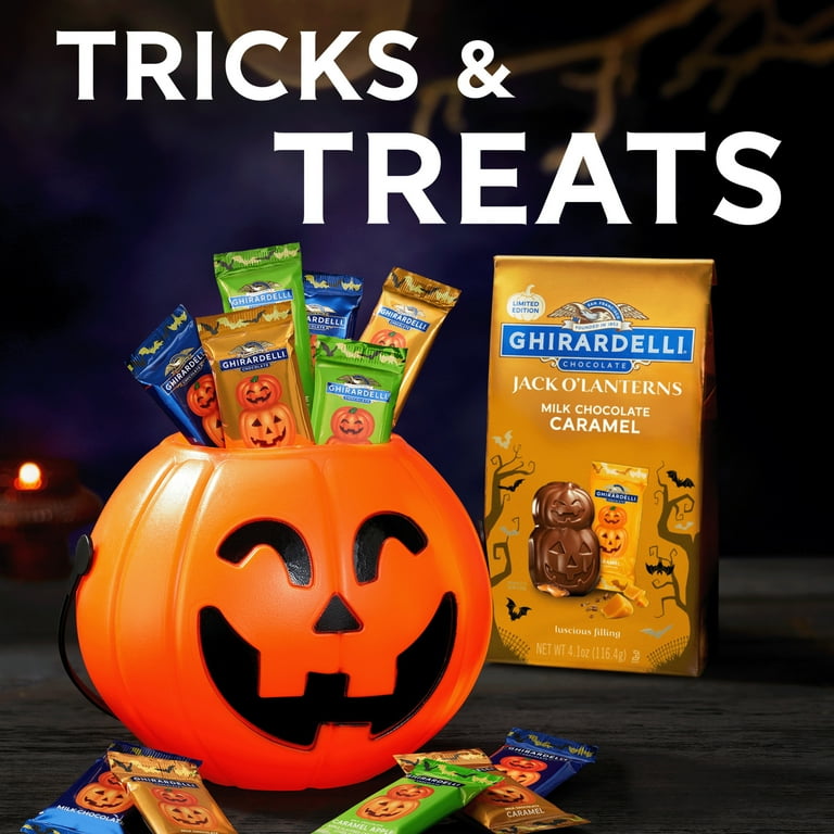 GHIRARDELLI Milk Chocolate Caramel Jack O' Lanterns, 4.1 oz Bag