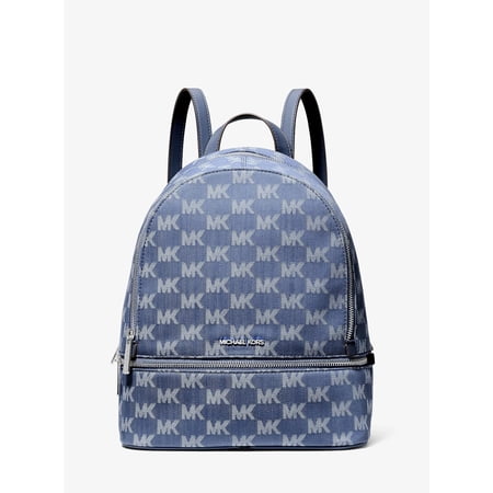 Michael Kors Rhea Medium Logo Jacquard Denim Backpack - Denim