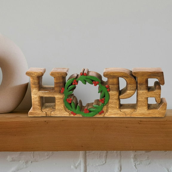 Decozen Home Decor Handmade Wooden Sculpture in HOPE Letter Design, Acacia Wood – Valentines Day Gifts for Her and Him