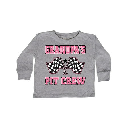 

Inktastic Grandpa Pit Crew Girls Racing Flags Gift Toddler Toddler Girl Long Sleeve T-Shirt