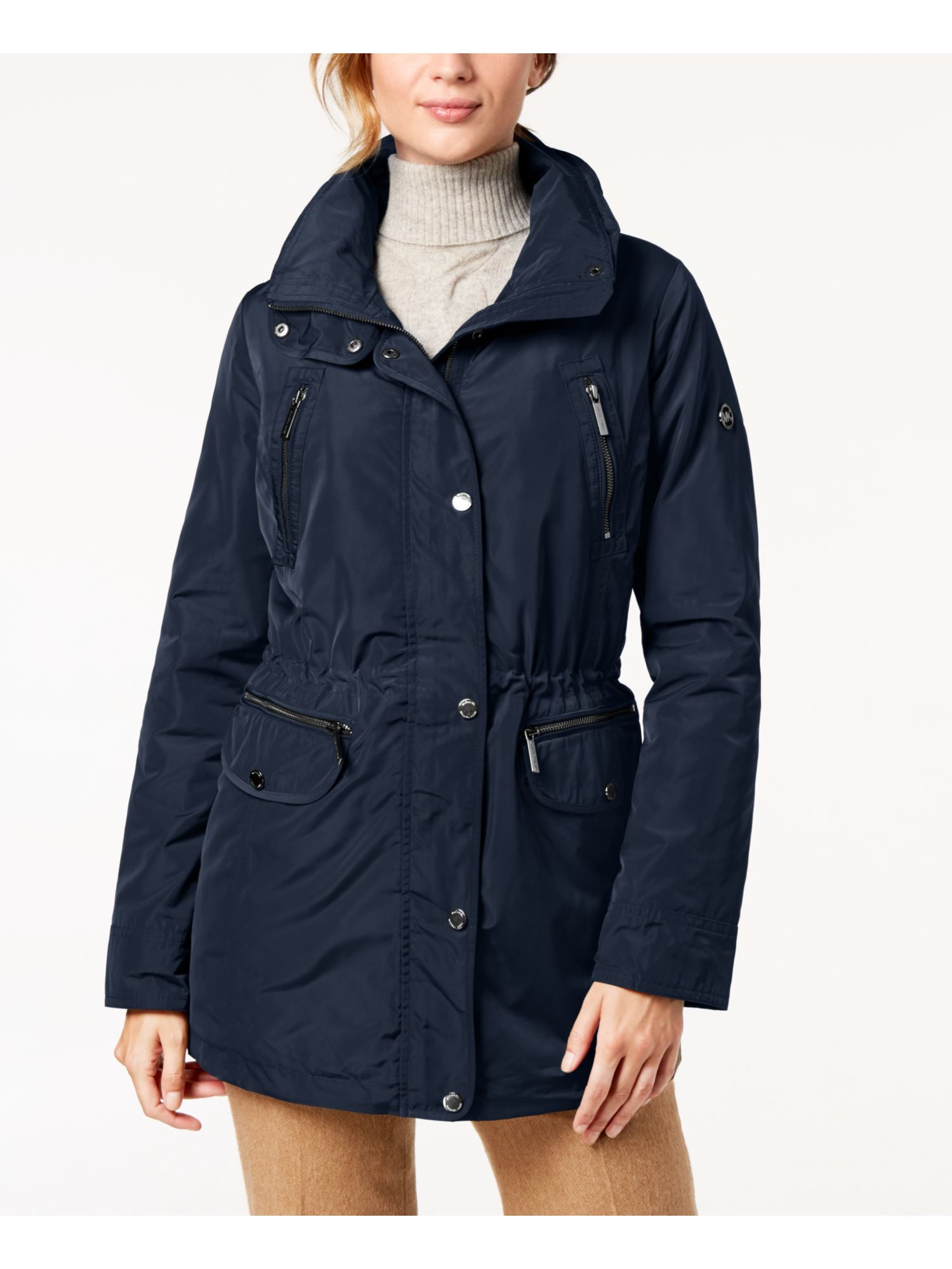 MICHAEL KORS Womens Navy Belted 