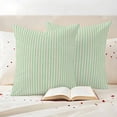 thumbnail image 4 of Pack of 2 Outdoor Pillow Covers 18x18 Inch Waterproof Sage Green Striped Throw Pillow Covers,Decorative Couch Pillow Shams Protectors Modern Simple Farmhouse Beige Patio Pillowcases Cushion Covers, 4 of 8