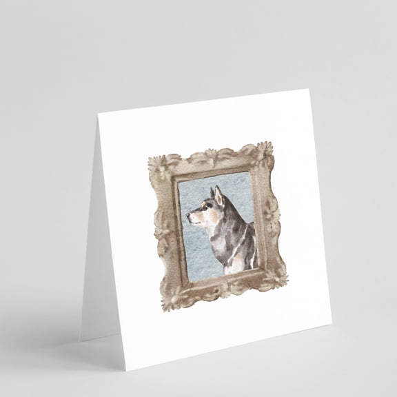 Shiba Inu Sesame Side View Square Greeting Cards and Envelopes Pack of 8 5 in x 5 in