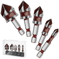Januofit 5PCS Countersink Drill Bit Set, 82 Degree HSS Counter Sink Drill Bit for Wood, Metal, Plastic, 1/4"-3/4" with 1/4" Hex Shank Countersink Bit Set